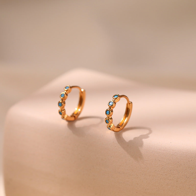 Wholesale Turquoise Brass Plated 18K Real Gold Earrings
